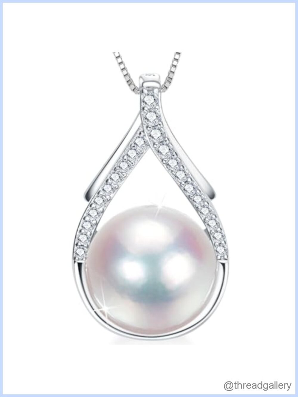 10-12mm Freshwater Pearl Necklace 925 Sterling Silver Moissanite Pendant